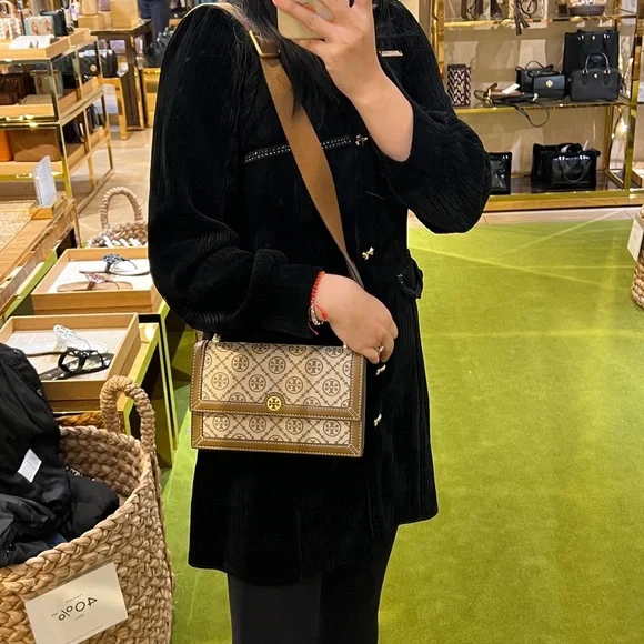 NWT TORY BURCH T MONOGRAM JACQUARD MINI BAG Two stripes $448